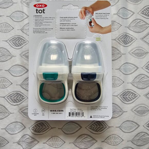 OXO Tot Silicone Self Feeder - 2pk - Navy/Teal - Picture 6 of 6